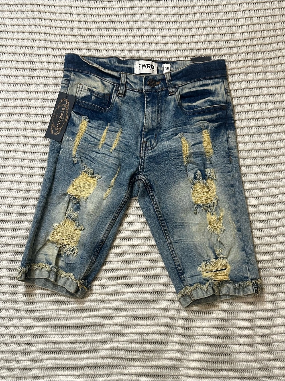 FWRD Denim Distressed Bermuda Jorts Size 16 NWT